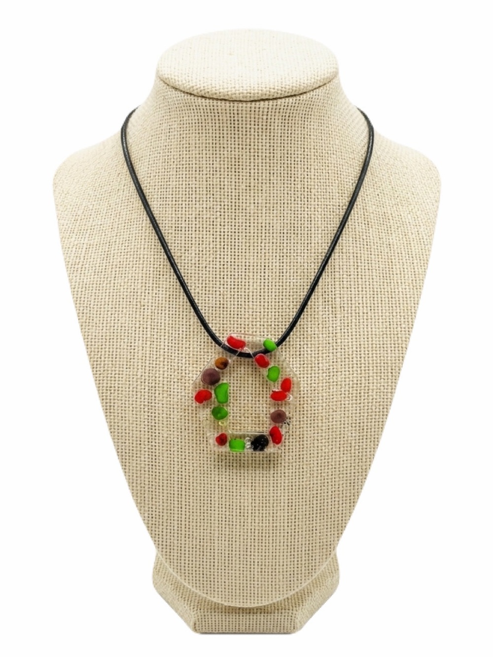 NERDS CANDY Filled Epoxy New Handmade Leather & Sterling Silver Necklace
